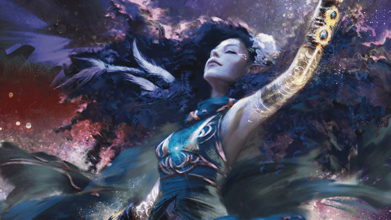 Official D&D artwok, featuring a beautiful fey sorceress casting a spell.