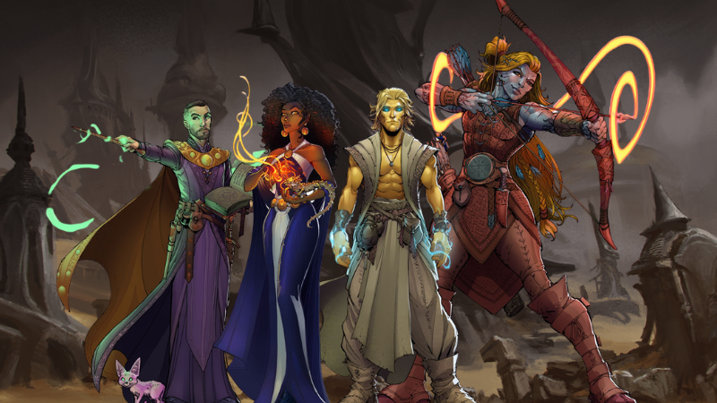 Four adventurers showcasing the new subclasses from the Arcana Unleashed D&D sourcebook, as featured in the Dungeon Masters actual play series.