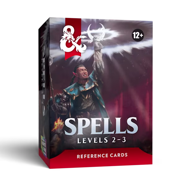The box to the Levels 2 to 3 Spell Cards for D&D 5.5E.