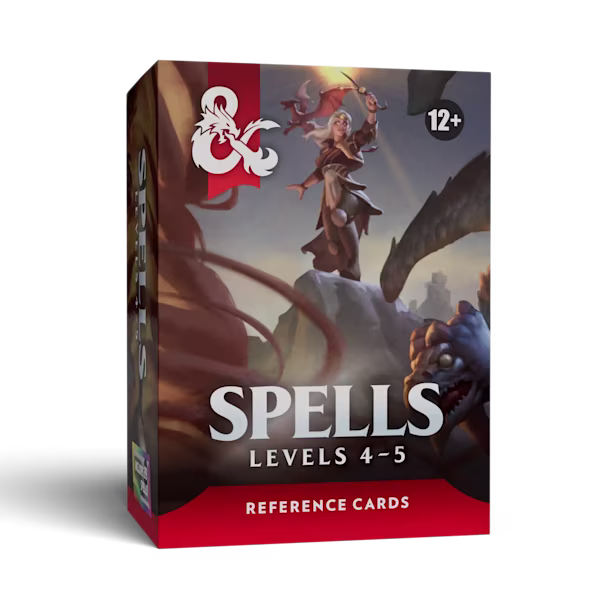 The box to the Levels 4 to 5 Spell Cards for D&D 5.5E.