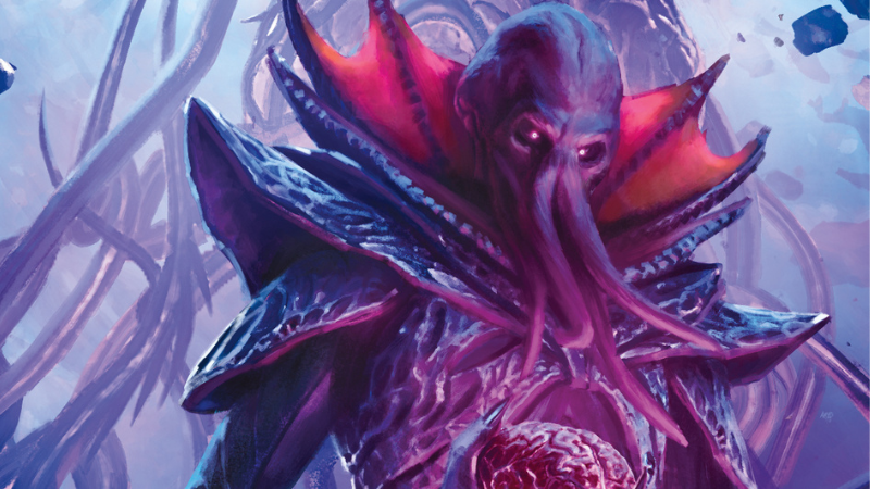 Official D&D art, featuring a Mind Flayer in the Underdark casting a spell.