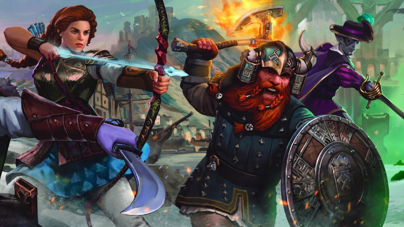 Official art from the Hachette Partworks Dungeons & Dragons Novel Collection, featuring a group of heroes charging into battle.