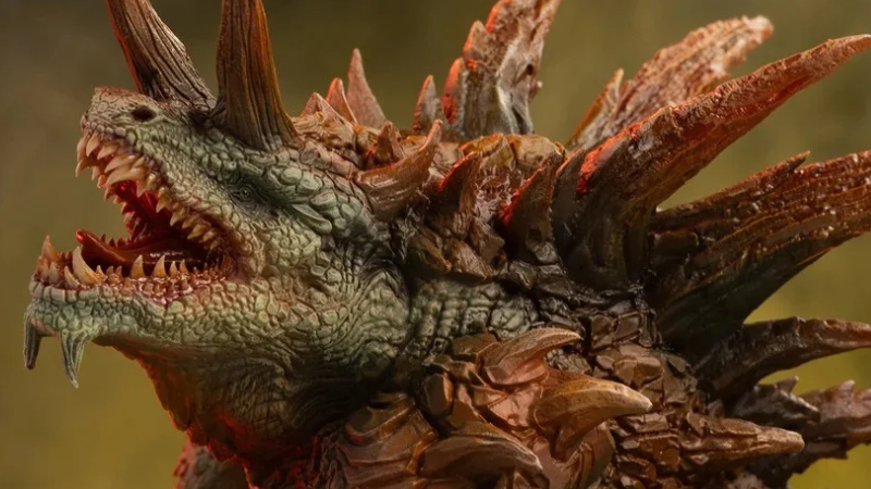A close up of the new official D&D Tarrasque Statue from Iron Studios.